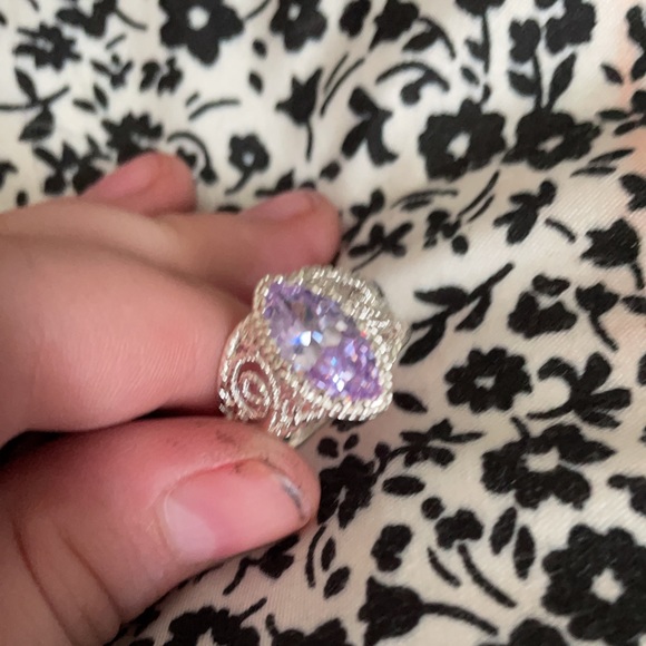 Marquis amethyst promise ring, size 8, elegant style - Picture 6 of 8